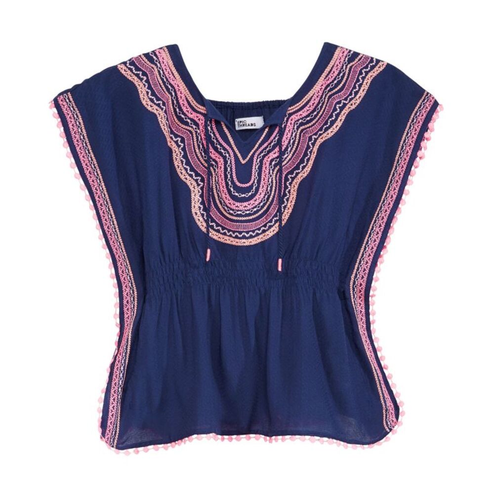 Epic Threads Embroidered Caftan Top Big Girls